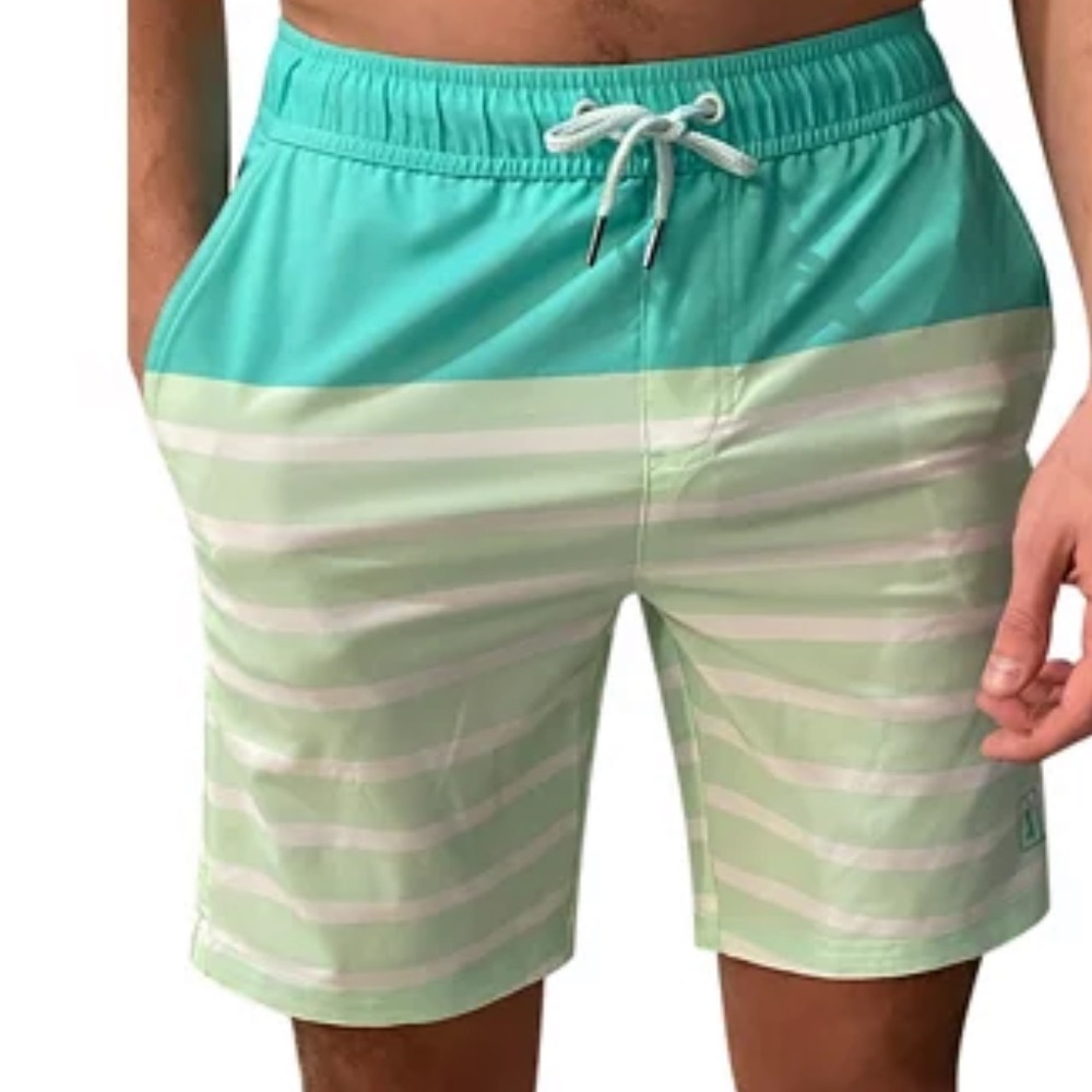 * | PGA TOUR | Green Stripes Swim Trunks. Size M.